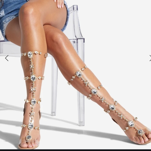 COPY - BEDAZZLED Gladiator Wedge Sandals size 9 *NEW* - Picture 2 of 5